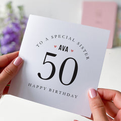 Personalised Birthday Card With Age And Name To A Special Friend Mum Daughter Sister Son Dad Brother Fiancee Happy 30 40 50 60 70 80 Birthday