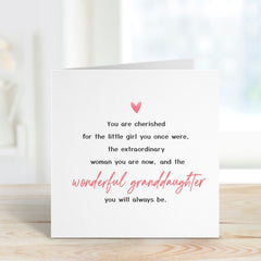 Wonderful Granddaughter Birthday Card Poem To A Special Granddaughter An Amazing Granddaughter Emotional Card Granddaughter's Gift Card