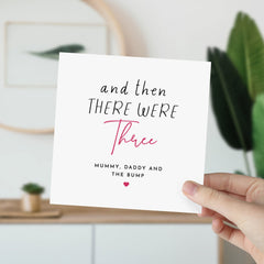 And Then There Were Three New Baby Card Mummy Daddy And The Bump Congratulations Card Baby Announcement Card Pregnancy Gift Card