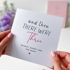 And Then There Were Three New Baby Card Mummy Daddy And The Bump Congratulations Card Baby Announcement Card Pregnancy Gift Card