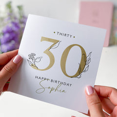 30Th Birthday Card With Name Friend Boyfriend Girlfriend Neighbour Mum Daughter Sister Son Fiancee Happy 20 40 50 60 70 80 Birthday Gift Card