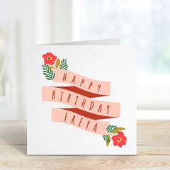 Personalised Floral Birthday Card For Her Name Friend Girlfriend Bestie Mum Daughter Sister Fiancee 20 30 40 50 60 Happy Birthday Gift Card