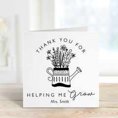 Thank You For Helping Me Grow Card With Teacher Name Personalised Gift Card For Her Him Teacher Appreciation Nursery Primary End Of Term