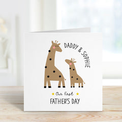 Cute Our First Father's Day Card With Name Gift Card For Daddy Dad Son Daughter 1St Father's Day Daddy Baby Fathers Day Mini Giraffe