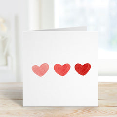 Card With Hearts Birthday Valentine's Day Love Card For Her Him Boyfriend Girlfriend Fiancee Wife Husband Newlywed Minimal Red Hearts Gift