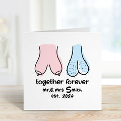 Funny Mr And Mrs Card For Couple Wedding Gift Card For Her Him Anniversary Engagement Greetings Card With Last Name Date Together Forever