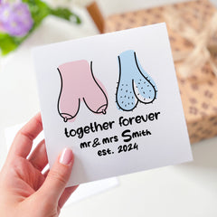 Funny Mr And Mrs Card For Couple Wedding Gift Card For Her Him Anniversary Engagement Greetings Card With Last Name Date Together Forever