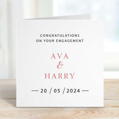 Congratulations On Your Engagement Card With Name And Date Personalised Engagement Card Gift Greeting Cards Gift For Couple