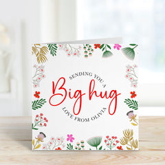 Sending You A Big Hug Sympathy Card With Name Card For Her Him Thinking Of You Gifts Gift Card For Friend Floral Card Get Well Soon Card