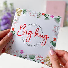 Sending You A Big Hug Sympathy Card With Name Card For Her Him Thinking Of You Gifts Gift Card For Friend Floral Card Get Well Soon Card