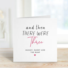 And Then There Were Three New Baby Card Mummy Daddy And The Bump Congratulations Card Baby Announcement Card Pregnancy Gift Card