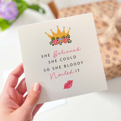 She Believed She Could Card Friendship Gift Card New Job Gift Congratulations Gift  Card For Her Inspirational Well Done Strong Women Friend