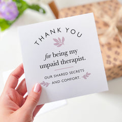 Card For Friend Thank You Card Gift Card For Her Him Unpaid Therapist Appreciation Best Friend Birthday Christmas Mum Dad Auntie Grandma