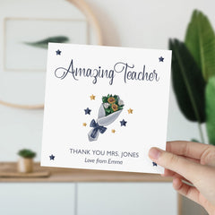 Personalised Amazing Teacher Card With Teacher And Sender Name Gift Card For Her Him Teacher Appreciation Nursery Primary End Of Term Year