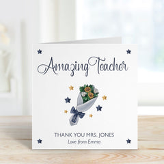 Personalised Amazing Teacher Card With Teacher And Sender Name Gift Card For Her Him Teacher Appreciation Nursery Primary End Of Term Year