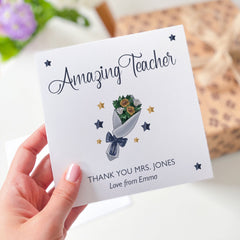 Personalised Amazing Teacher Card With Teacher And Sender Name Gift Card For Her Him Teacher Appreciation Nursery Primary End Of Term Year