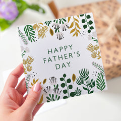 Happy Father's Day Card Gift Card For Dad Floral Card For Daddy Dad Son Daughter Father's Day First Fathers Day Card Botanic Leaves