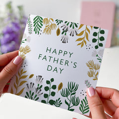 Happy Father's Day Card Gift Card For Dad Floral Card For Daddy Dad Son Daughter Father's Day First Fathers Day Card Botanic Leaves