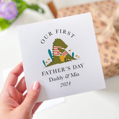 Our First Father's Day Card With Name Cute Personalised Card For Daddy Dad Son Daughter 1St Father's Day Daddy Baby First Fathers Day