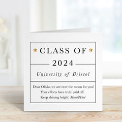 Class Of 2024 Card With University And Your Text Congratulations On Your Graduation Gift Card For Her Him Well Done Proud Of You Celebration