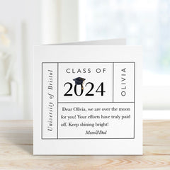 Personalised Class Of 2024 Congratulations Card With Text University Gift Card Her Him Well Done Proud Of You On Your Graduation Gift Card