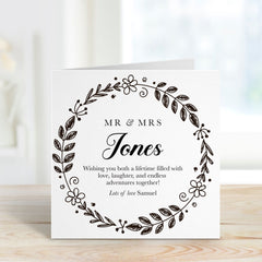 Mr & Mrs Last Name Wedding Card Congratulations On Your Wedding Engagement Floral Card Newlywed Gift Greeting Cards For Couple