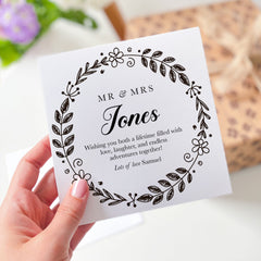 Mr & Mrs Last Name Wedding Card Congratulations On Your Wedding Engagement Floral Card Newlywed Gift Greeting Cards For Couple