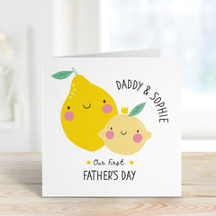 Cute Our First Father's Day Card With Name Gift Card For Daddy Dad Son Daughter 1St Father's Day Daddy Baby Fathers Day Mini Lemon