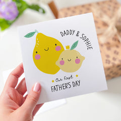 Cute Our First Father's Day Card With Name Gift Card For Daddy Dad Son Daughter 1St Father's Day Daddy Baby Fathers Day Mini Lemon