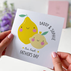 Cute Our First Father's Day Card With Name Gift Card For Daddy Dad Son Daughter 1St Father's Day Daddy Baby Fathers Day Mini Lemon