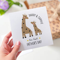 Cute Our First Father's Day Card With Name Gift Card For Daddy Dad Son Daughter 1St Father's Day Daddy Baby Fathers Day Mini Giraffe