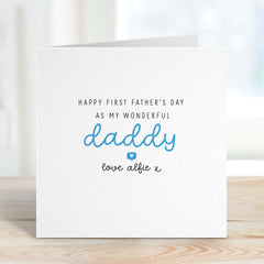 Happy First Father's Day As My Wonderful Daddy Card With Name Cute Card For Dad Daughter 1St Father's Day Baby Personalised Fathers Day Card