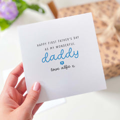 Happy First Father's Day As My Wonderful Daddy Card With Name Cute Card For Dad Daughter 1St Father's Day Baby Personalised Fathers Day Card