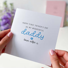 Happy First Father's Day As My Wonderful Daddy Card With Name Cute Card For Dad Daughter 1St Father's Day Baby Personalised Fathers Day Card