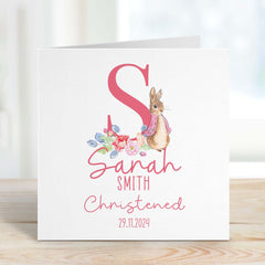 Christening Card For Boy Or Girl Daughter Granddaughter Niece Grandson Goddaughter Nephew Grandchild Gift Card Personalised Rabbit Bunny