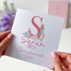 Christening Card For Boy Or Girl Daughter Granddaughter Niece Grandson Goddaughter Nephew Grandchild Gift Card Personalised Rabbit Bunny