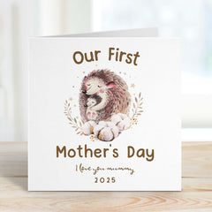 Personalised Happy First Mother’S Day Card 1St Mother’S Day Card I Love You Mummy Mum Mammy Mam Mother And Baby Hedgehog Mother’S Day Card