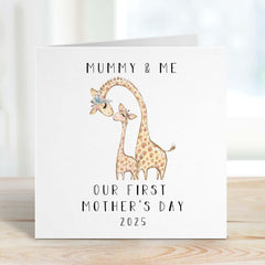 Personalised Happy First Mother’S Day Card, 1St Mother’S Day Card I Love You Mummy Mum Mama Mam Mother And Baby Giraffe Mother’S Day Card