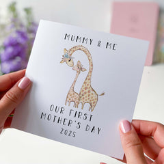 Personalised Happy First Mother’S Day Card, 1St Mother’S Day Card I Love You Mummy Mum Mama Mam Mother And Baby Giraffe Mother’S Day Card