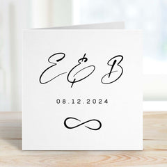 Personalised Wedding Card Engagement Valentines Day Gift Card Anniversary Birthday Gift Initials & Date Congratulations On Your Wedding Day