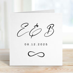 Personalised Wedding Card Engagement Valentines Day Gift Card Anniversary Birthday Gift Initials & Date Congratulations On Your Wedding Day