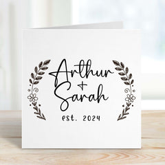 Wedding Card With Name And Date Congratulations On Your Wedding Engagement Floral Card Newly Married Couple Greeting Card Engaged