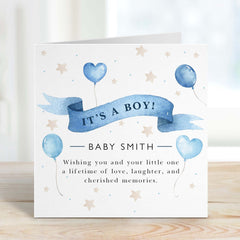 New Baby Girl Baby Boy Card With Babys Name With Your Text Pink Blue Welcome To The World Cute Balloon Design Greeting Card New Born