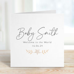 New Baby Card With Name And Date With The "Welcome To The World" Greeting Card Baby Boy Girl New Born For New Mum Newborn Baby Shower Gift