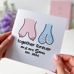 Funny Mr And Mrs Card For Couple Wedding Gift Card For Her Him Anniversary Engagement Greetings Card With Last Name Date Together Forever