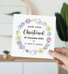 Personalised Christened Card With Name Date  And Church Flowers Baptism Baby Girl Boy Gifts Keepsake Naming Ceremony Christening Gift Card