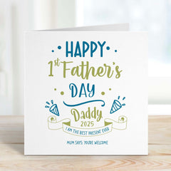 First Father's Day Card Cute Personalised Card For Daddy Dad Blue And Pink Son Girl Daughter 1St Father's Day Card