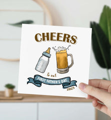 Cheers To Our 1St Father's Day New Dad Daddy Funny Card Son Daughter Father's Day First Fathers Day Baby Milk Bottle Cheers From Child