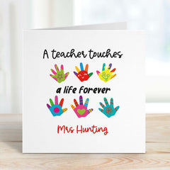 Teacher Thank You Card With Funny Hands Personalised Teacher Card For School Preschool Teacher Appreciation End Of Term Primary Nursery