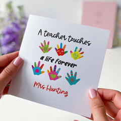 Teacher Thank You Card With Funny Hands Personalised Teacher Card For School Preschool Teacher Appreciation End Of Term Primary Nursery